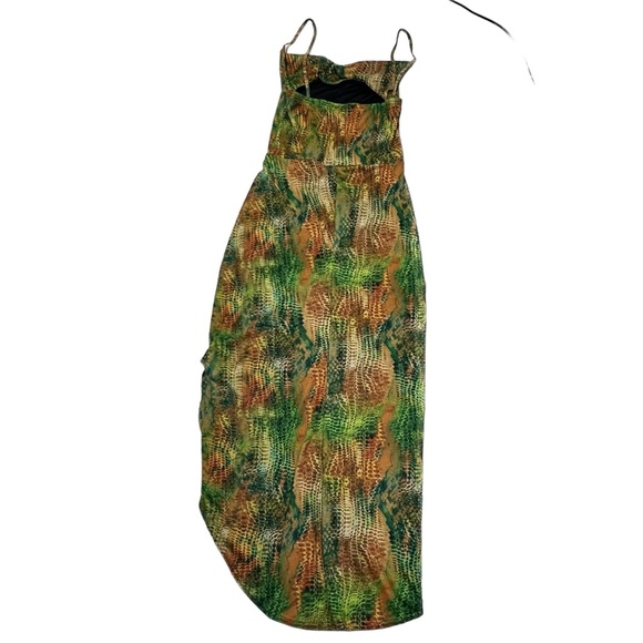 PrettyLittleThing Maxi Dress Hi-Lo Hem Asymmetrical Fairy Core Ruched - Picture 1 of 9